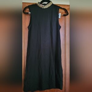 NWT H&M black dress w. jewels around neckline. XS
